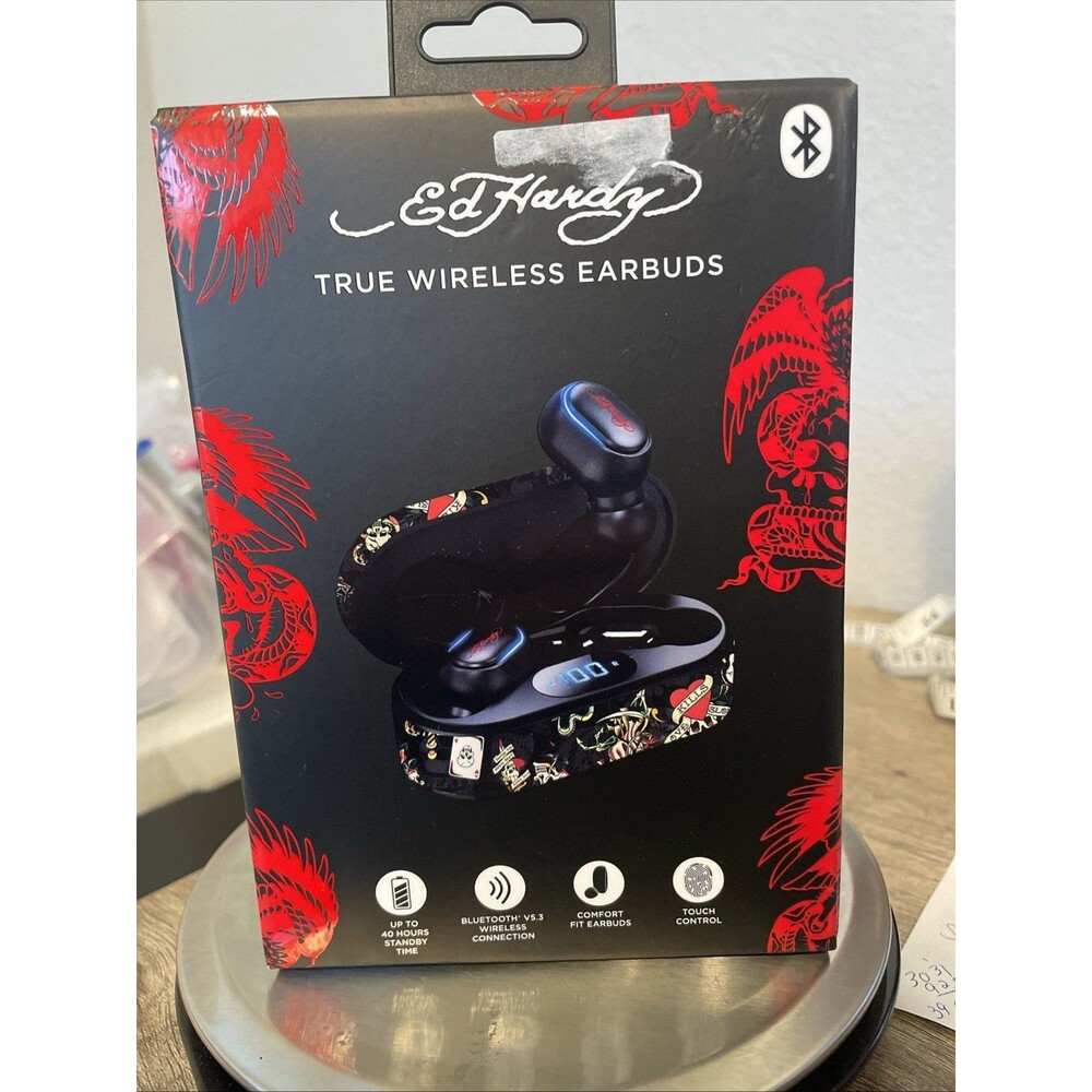 Ed Hardy True Wireless Bluetooth Earbuds with Charging Case